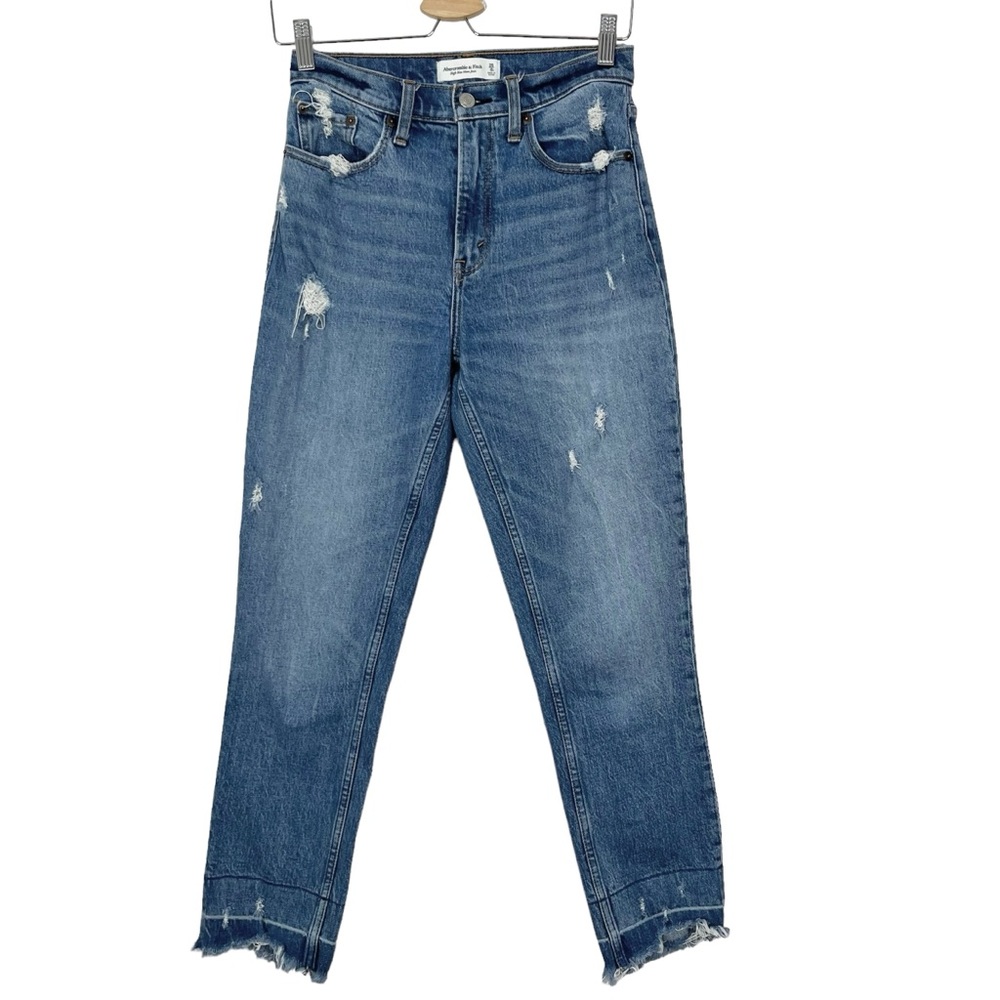 Abercrombie & Fitch High Rise Distressed Mom Jeans